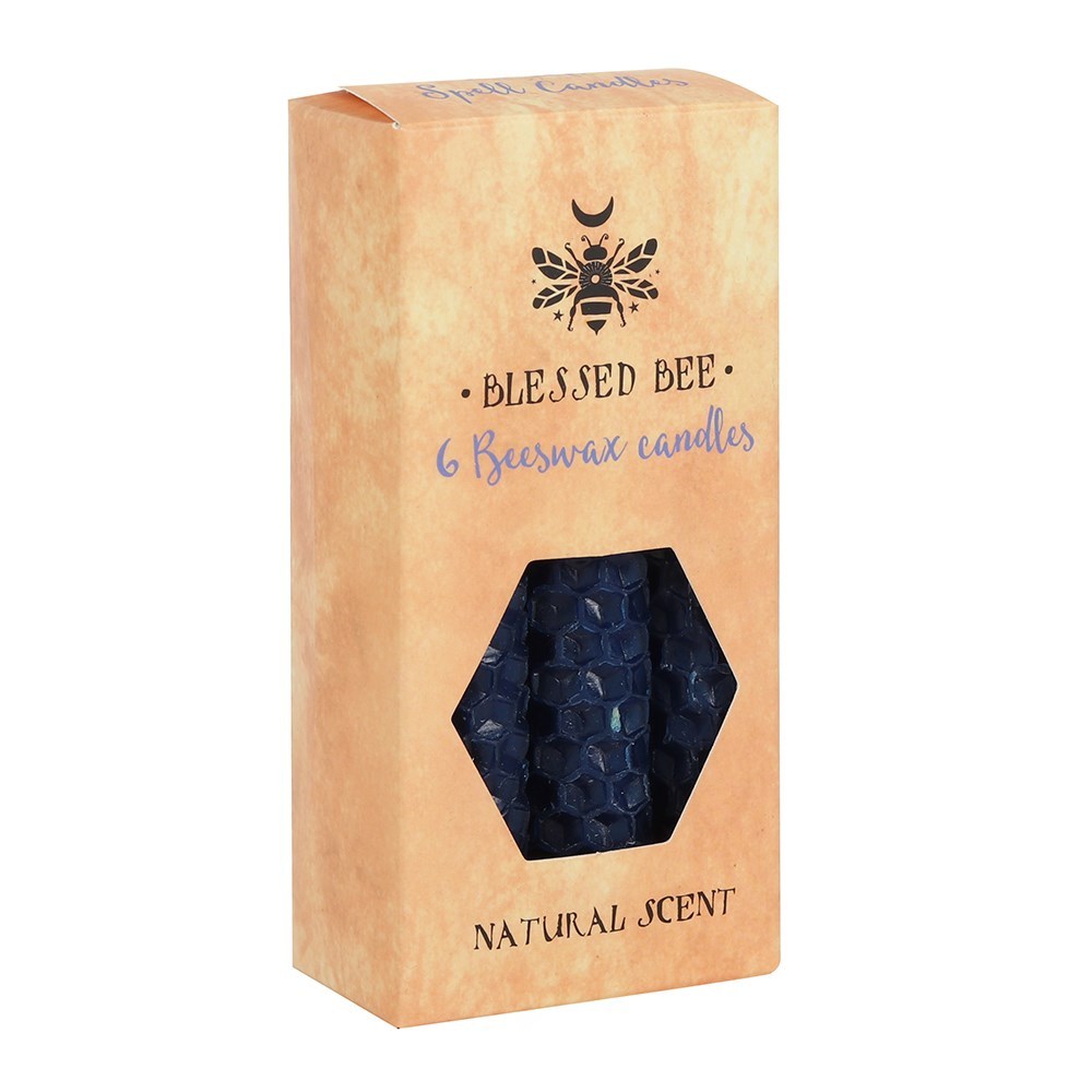 Something Different - Pack of 6 Blue Beeswax Spell Candles Kerze - Blau